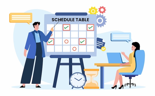 Businesspeople planning and set deadline. time management and planning. vector illustration.