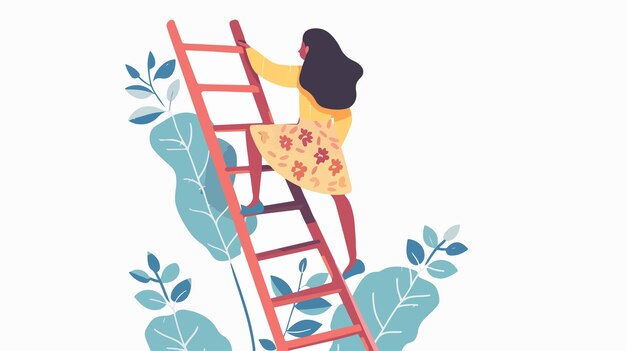 Vector businesswoman breaking ladder vector illustration on white background