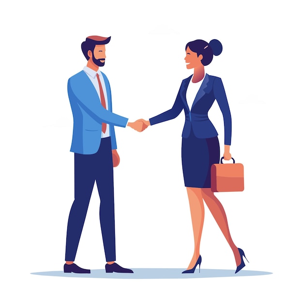 Vector businesswoman and businessman handshake vector illustration