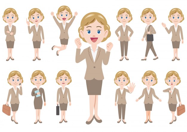 Businesswoman in different poses 