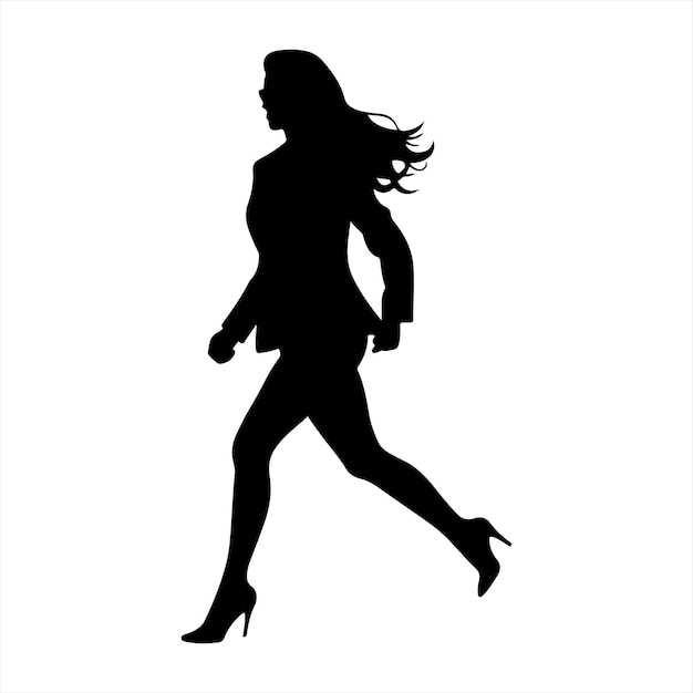 Businesswoman in motion silhouette clipart background