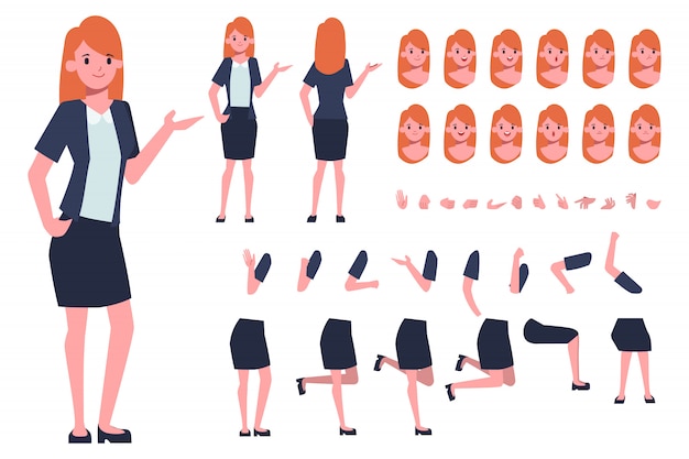 Businesswoman or Secretary character creation for animation. Ready for animated. Office job.