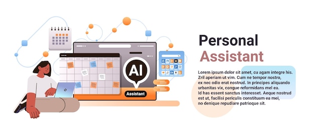 Businesswoman using computer app with personal ai assistant online service artificial intelligence support