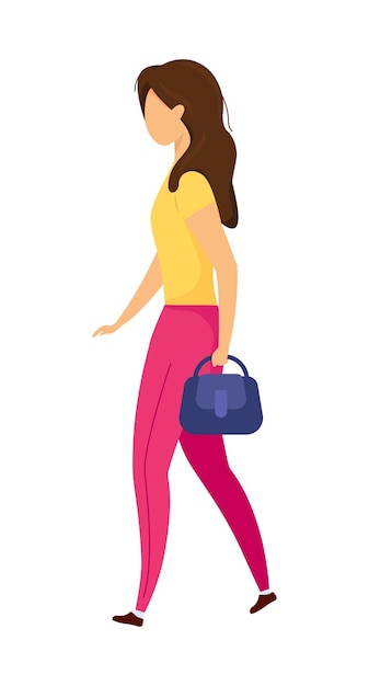 Businesswoman walking semi flat color vector character