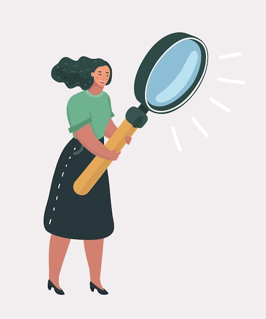 Businesswoman with magnifying glass