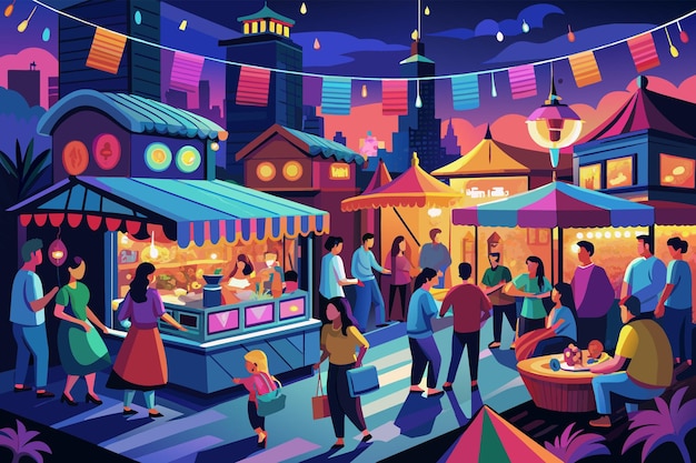 A bustling metropolis with flying cars and neon lights in 3D illustration