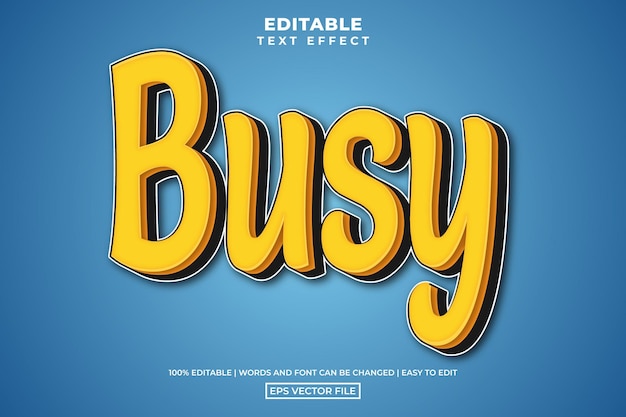 Busy text style editable text effect vector