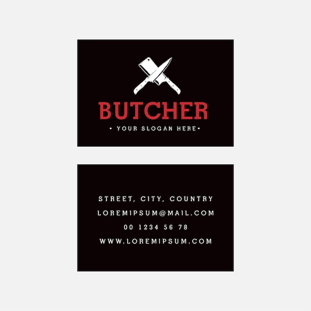 Butcher Business card with black background