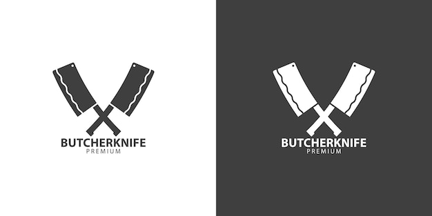 butcher knife restaurant logo template