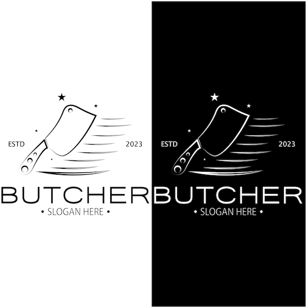 butcher knife vintage logo illustration,chef knife logo template,for business,badges,restaurants