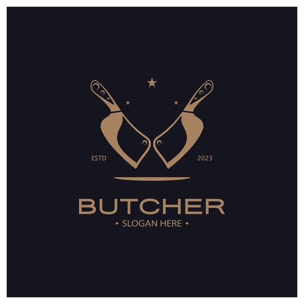 butcher knife vintage logo illustration,chef knife logo template,for business,badges,restaurants,