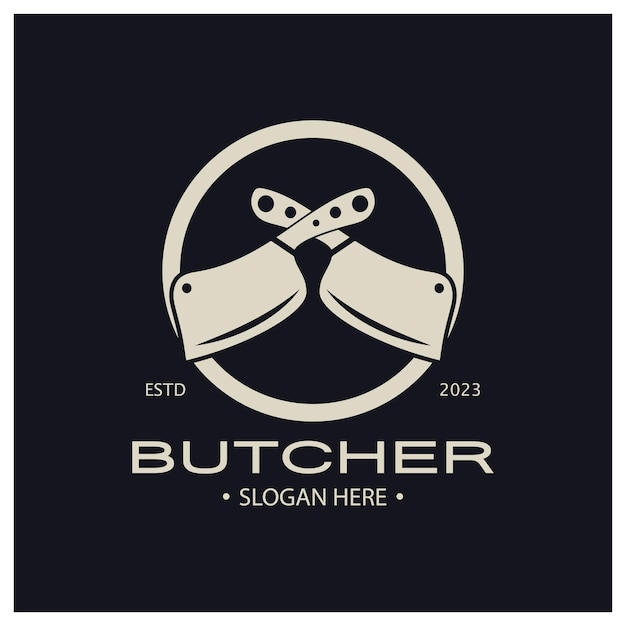 butcher knife vintage logo illustration,chef knife logo template,for business,badges,restaurants,