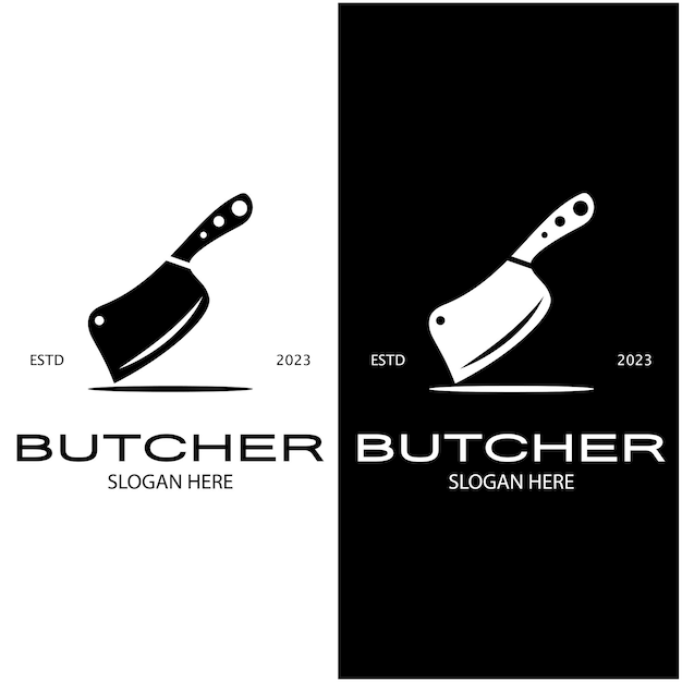 Butcher knife vintage logo illustrationchef knife logo templatefor businessbadgesrestaurants