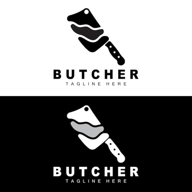 Butcher logo design Knife Cutting Tool Vector Template Product Brand Illustration Design For Butcher Farm Butcher Shop