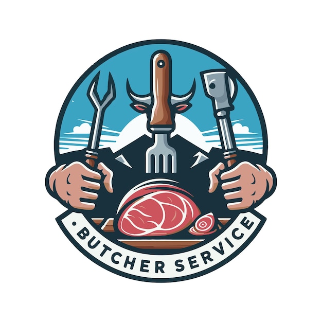 Vector butcher service logo design