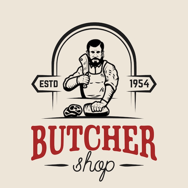 Butcher shop.  element for logo, label, emblem, sign, poster.  illustration