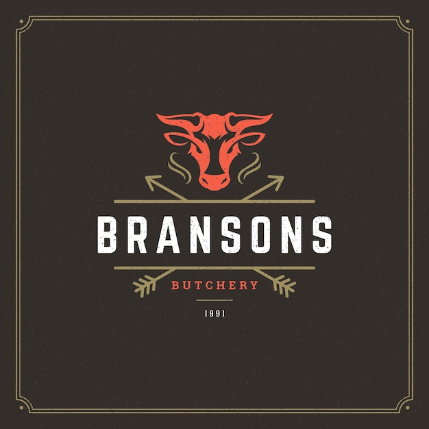 Butcher shop logo design vector illustration