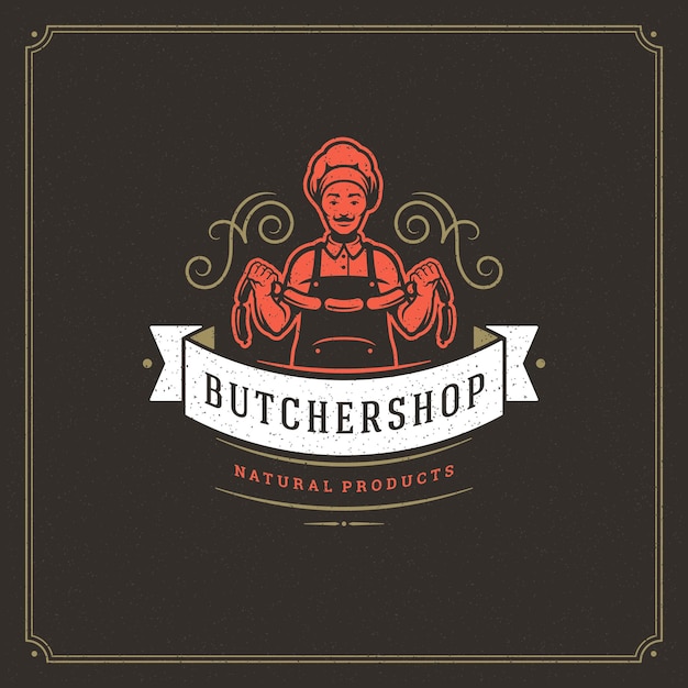 Vector butcher shop logo vector illustration