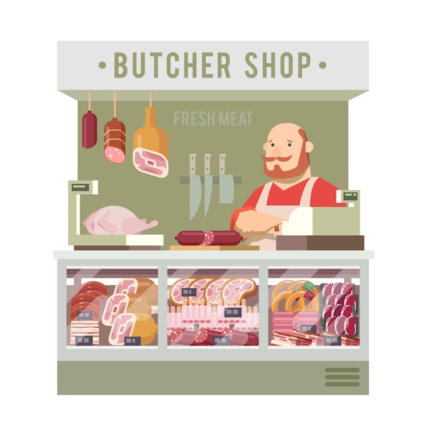 Vector butcher shop