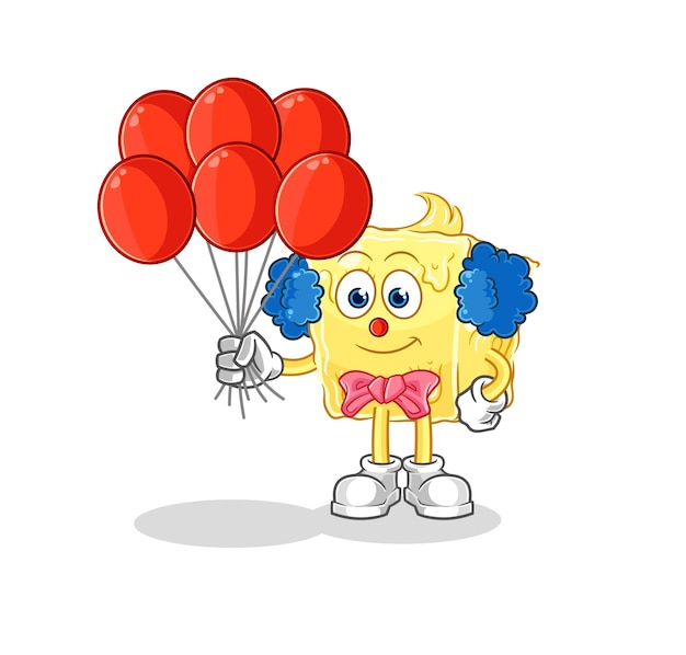 Butter clown with balloons vector cartoon character