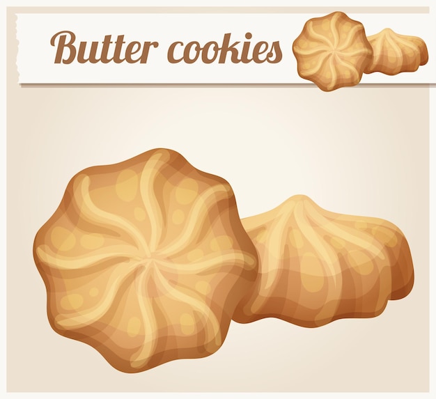 Butter cookies illustration. Cartoon vector icon. Series of food and drink and ingredients for cooking