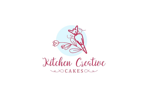 Buttercream logo design cake product identity feminim simple modern icon kitchen cake restaurant