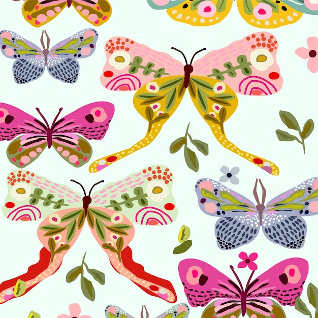 Butterflies Abstract Seamless Pattern Background