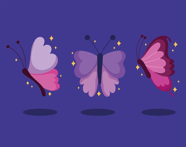 Butterflies cartoon icons