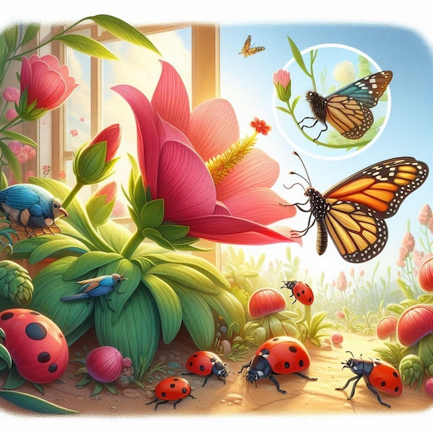 Vector butterflies and flowers