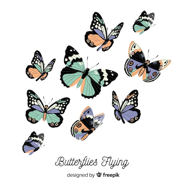 Butterflies flying