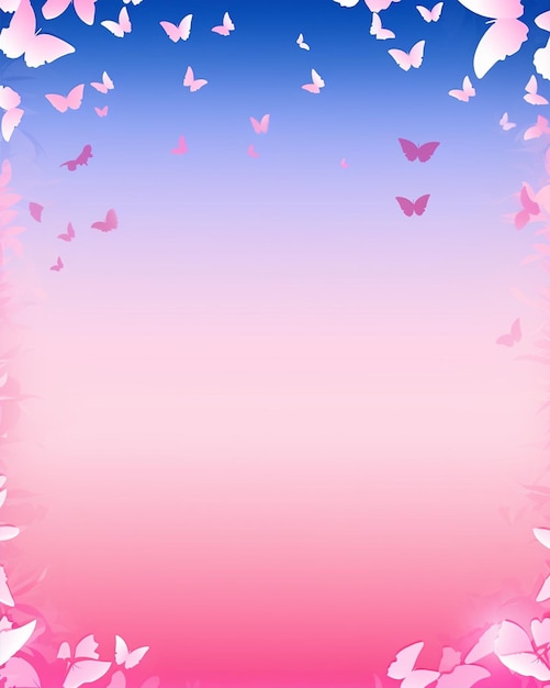 Butterflies on Pink Background in Pink and Blue