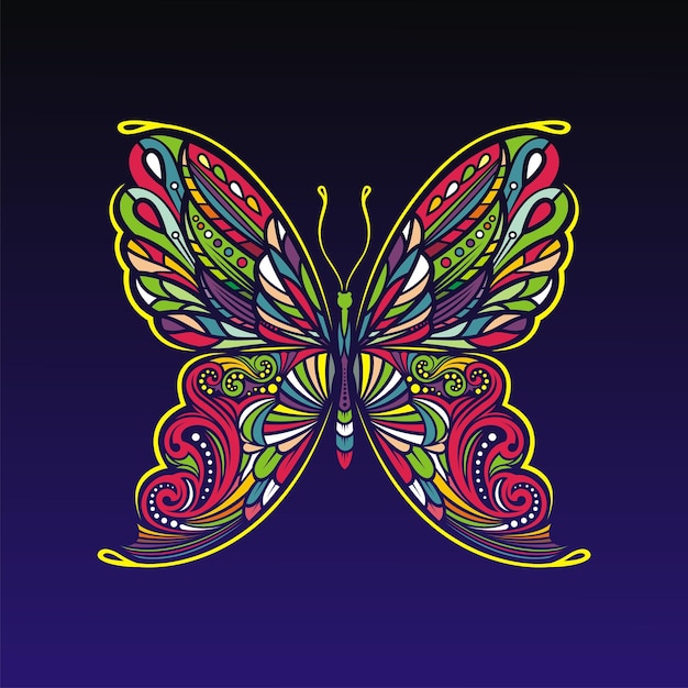 Butterfly art design with colorful premium vector