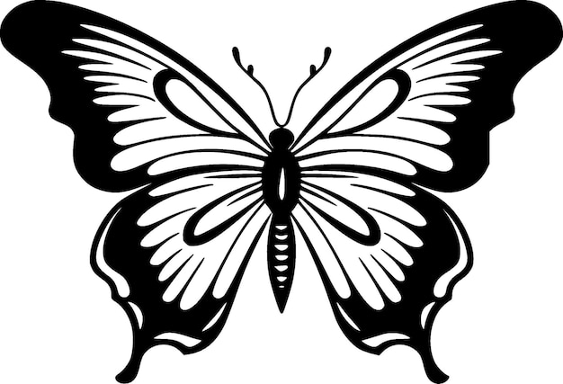 Butterfly Black and White Isolated Icon Vector illustration