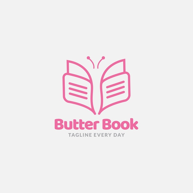 Butterfly and book line modern logo minimalist