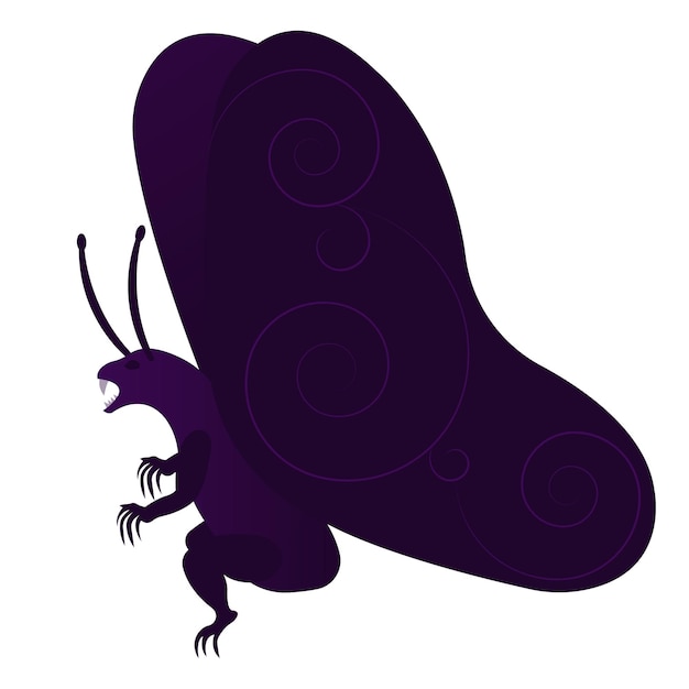 Butterfly character with angry face.Monster butterfly.Vector illustration.