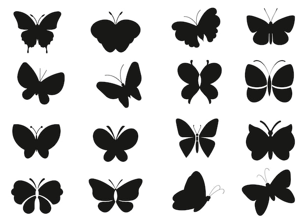 Butterfly collection Silhouettes premium vector template