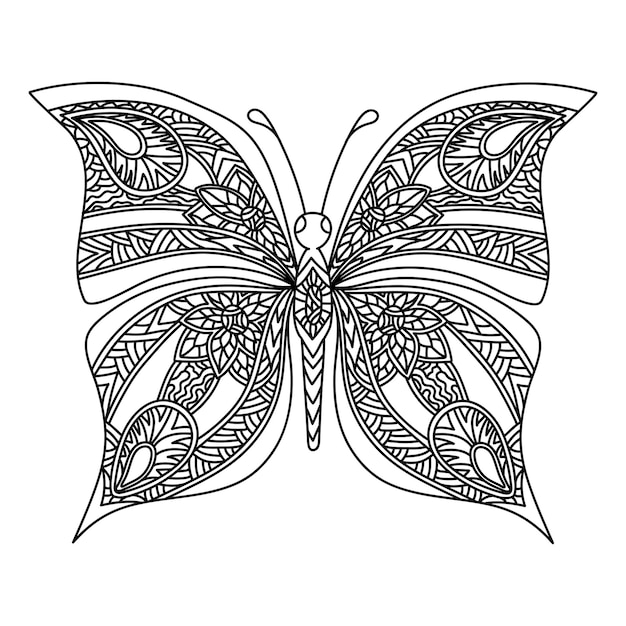 Butterfly Coloring page in zentangle style