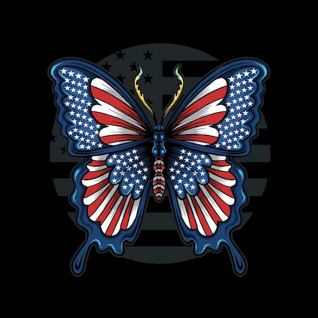 Butterfly in the colors of the flag of the United States