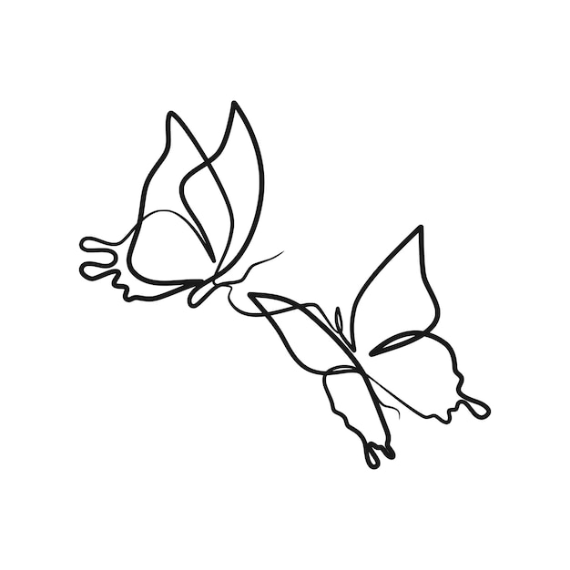 Butterfly continuous one line art drawing