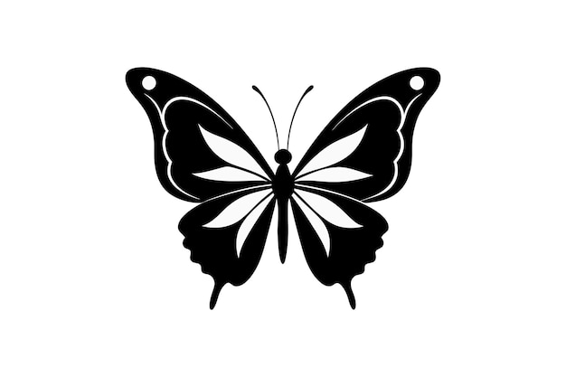 Vector butterfly contours silhouette vector illustration on white background