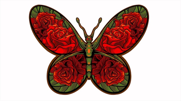 butterfly design with rose wings motif, editable color