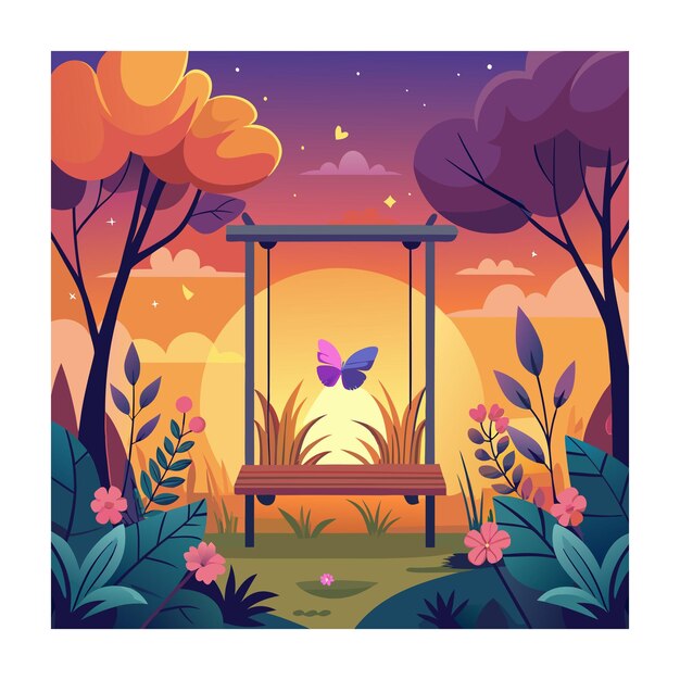 Vector butterfly and flower vector illustration