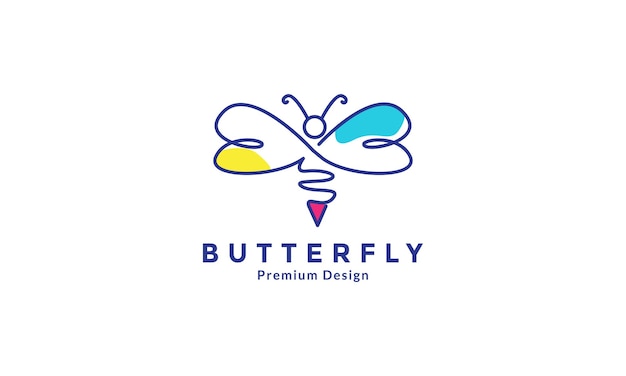 butterfly fly lines art colorful logo design vector symbol icon illustration