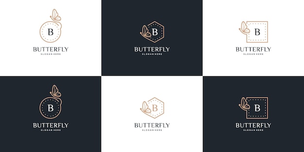 Butterfly frame logo with letter b design