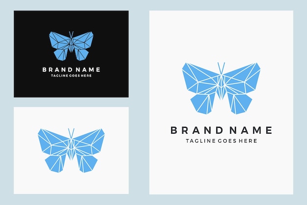 Butterfly geometric logo templatelow poly polygonal design