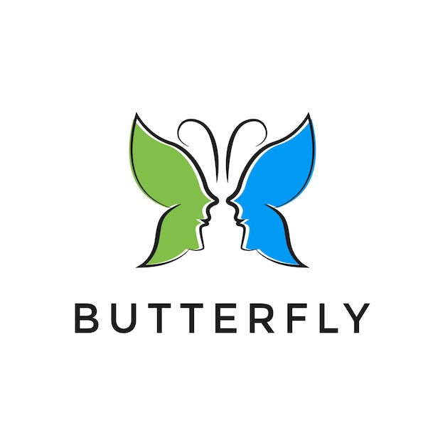 Butterfly girl wings leaf wellness woman healthy life logo design inspiration