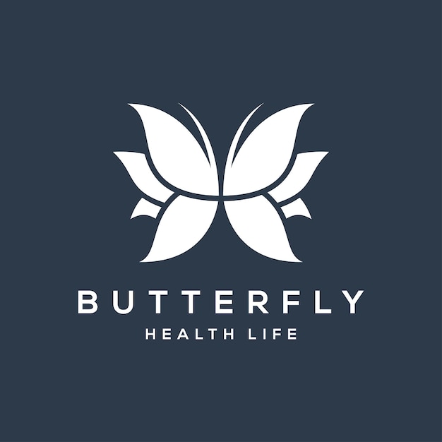 Butterfly girl with wings leaf for wellness woman healthy life nature nutritions logo design