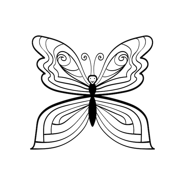 Butterfly Hand drawn coloring book element Vector Illustration