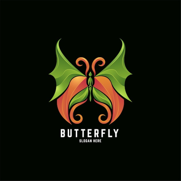 Butterfly leaf gradient colorfull logo design