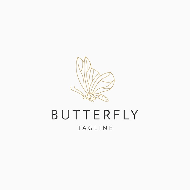 Butterfly line art elegant luxury logo icon design template flat vector